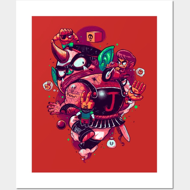 Alex Kidd VS Janken Gang Wall Art by BrunoMota